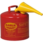 Eagle Type I Safety Can 5 Gal with F-15 Funnel - UI-50-FS - 330-1020R, 330-1020Y, yellow gas can, red gas can