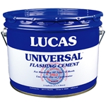 R.M. Lucas 6500 - White Universal Flashing Cement, 3 GAL Lucas #6500 Universal Flashing Cement 3 GAL. Repairs asphalt, modified bitumen, metal,  concrete, TPO,  PVC, KEE(Fibertite), Hypalon  (CSPE), PIB and EPDM roofs.