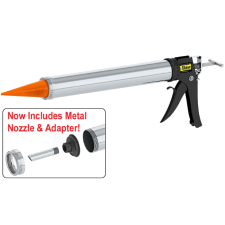 Albion DL-45-T17 Special Deluxe Manual Bulk Gun - 20 oz Steel Barrel Dispenser w/ Orange Nozzle