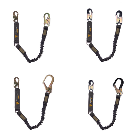 Arc Flash Shock Absorbing Stretch Lanyard - Single Leg with Hooks