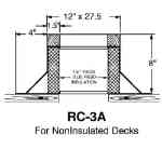 Portals Plus 32171, Double RC-3A Canted Curb - 8" High 32171, POR-32171, double RC-3A canted curb, non-insulated deck curb, 27½? × 12? × 8?, galvanized steel curb, rigid fiberglass insulation