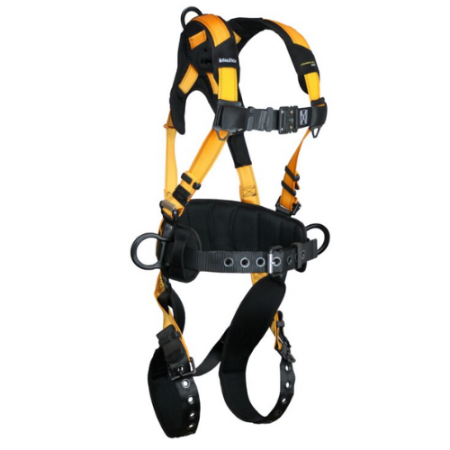  FallTech 7035BL - Journeyman Flex Construction Harness w/ Belted FBH Alum, 3-D TB Legs/QC Chest, Large