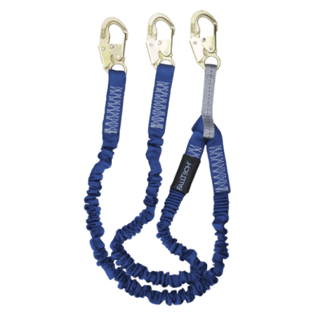 FallTech 8240Y - ElasTech® Energy Absorbing Lanyard, Double-Leg w/ Steel Snap Hooks, 4 1/2 - 6 ft.