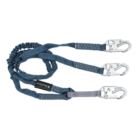 FallTech 8259Y - Internal Energy Absorbing Lanyard, Double-leg w/ Steel Snap Hooks