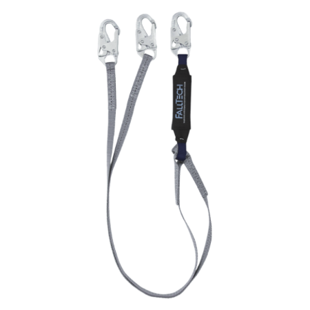 FallTech 82608 - ViewPack® Energy Absorbing Lanyard, Double-leg w/ Steel Snap Hooks, 6 ft.