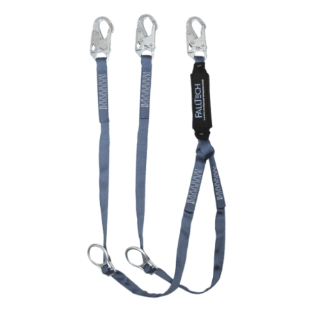 FallTech 826082D - ViewPack® Tie-back Energy Absorbing Lamyard, Double-leg w/ Steel Snap Hooks, 6 Ft