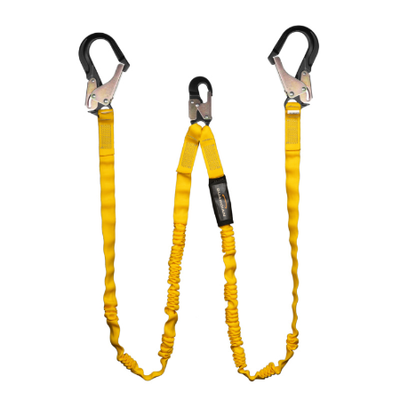 Guardian Fall Protection 21215 - Double Leg Internal Shock Lanyard w/ High Strength Rebar Hooks