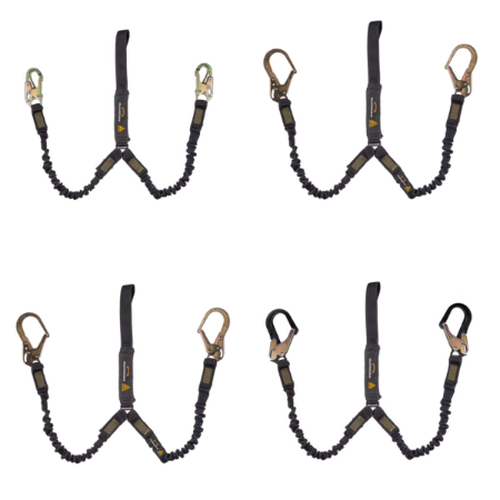 Guardian Fall Protection - Arc Flash Shock Absorbing Stretch Lanyard - Dual Leg - Web Loop