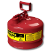 Justrite 7125100 - Type I Red Gas Can - 2.5 Gal.