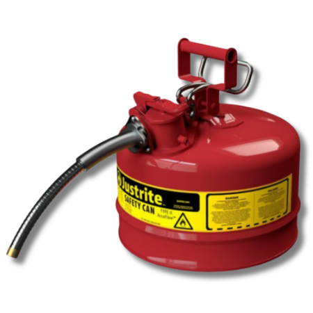 Justrite 7225120 - Type II Accuflow Red Gas Can, 2.5 Gal. w/ 5/8 in. Hose