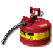 Justrite 7225130 - Type II Accuflow Red Gas Can, 2.5 Gal. w/ 1 in. Hose