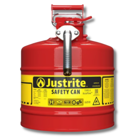 Justrite 7250130 - Type II Accuflow Red Gas Can, 5 Gal. w/ 1 in. Hose