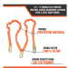 Malta Dynamics – C5106 Lanyard, Double Leg Stretch, 4.5'–6', Snap Hooks, 100% Tie-Off. Clearance Pricing! - MD-C5106