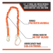 Malta Dynamics – C5115 Lanyard, Single Leg Stretch, 4.5'–6', Rebar Hooks, Internal Shock Absorbing - MD-C5115