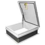 Milcor 3501-501-9 - 36 in. x 30 in. M-1 Galvanized Roof Hatch Milcor, 3501-501-9, M-1 roof hatch, roof access hatch 36x30, galvanized steel roof hatch, gas spring lift assist, EPDM gasket, white powder coat finish, single leaf hatch, 70 psf live load, integral counterflashing