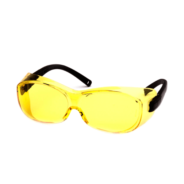  OTS #S3530SJ - Safety Glasses Black Frame/Indoor/Outdoor Mirror Lens - Amber