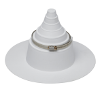 Portals Plus Medium Pipe Boot White TPO 1"-6" Portals Plus, POR-46209, Medium Pipe Boot, White TPO pipe boot, 1-6 inch pipe flashing, Snaplock Clamp pipe boot, single pipe roof penetration boot, TPO roofing pipe boot