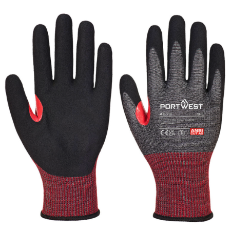 Portwest A673-CS Cut F18 Nitrile Glove A6 Black