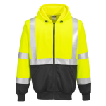 Portwest UB315 - Hi-Vis Contrast Zipped Hoodie, Yellow/Black