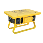 T-BOX 3 GFCI Temporary Power Box - U-GROUND T-SLOT, 09-0T376  (All Outlet Protection) Voltect, Generator, Power Box, 20 amp, Voltec 09-00376, T-Slot Temporary Power Box with 3 GFCI, 50 Amp, Yellow