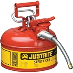 Justrite, #7210120 Type II Accuflow Red Gas Can, 1 Gal. w/ 5/8 in. Hose 