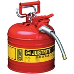 Justrite, #7220120 Type II Accuflow Red Gas Can, 2 Gal. w/ 5/8 in. Hose  