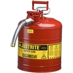 Justrite, #7225120 Type II Accuflow Red Gas Can, 2.5 Gal. w/ 5/8 in. Hose 