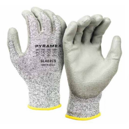 Pyramex GL402C5 Polyurethane Dipped Gloves, Large Cut A4