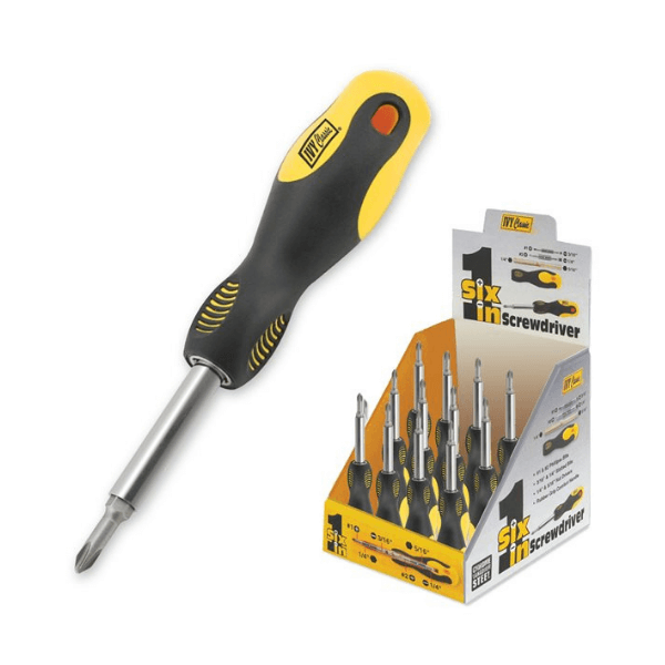 Ivy Classic - 17064 - 6-in-1 Screwdriver - Rubber Triangular Grip