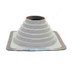 Portals Plus Deck-Mate Gray EPDM w/ Clamp Deck-Mate, EPDM flashing, gray EPDM, stainless steel clamp, dead soft aluminum flange, corrugated metal roof flashing, stepped profile, reinforcing ribs, DM#0–DM#10, 1/8?–26?, temperature range -60°F to +270°F