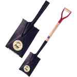 Foxy Manufacturing 12724 - Short Handle Wood Spade, Serrated Edge, Plain Back