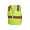 Pyramex Hi-Viz All Mesh Safety Vest with Contrasting Reflective Tape, Lime, XL