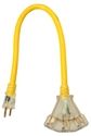 Coleman Cable 2 ft. 12/3 (Lighted) Yellow Jacket / 3-Conductor Power Block