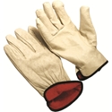 Grain Pigskin, Red Fleece Lined Glove