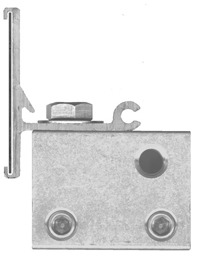 S-5!™ clamp without the VersaClip™ with the bolt hole shown on the downslope end of the clamp.